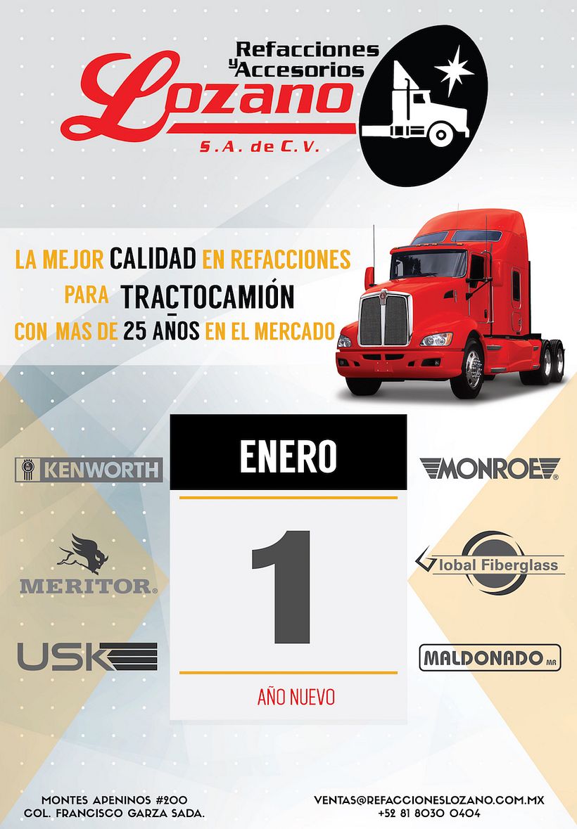 Banner y Calendario, empresa de tractocamión. (Mexico) 1