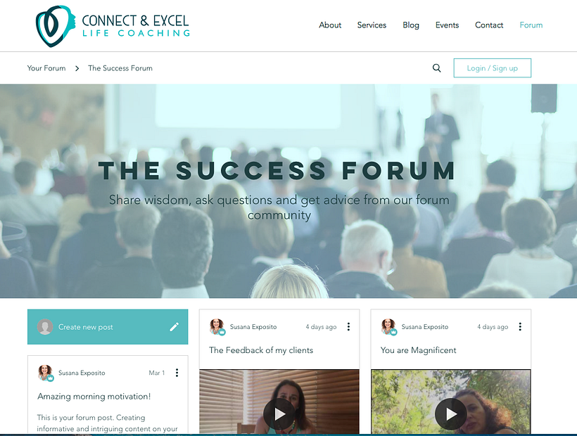 Connect and excel coaching website 0