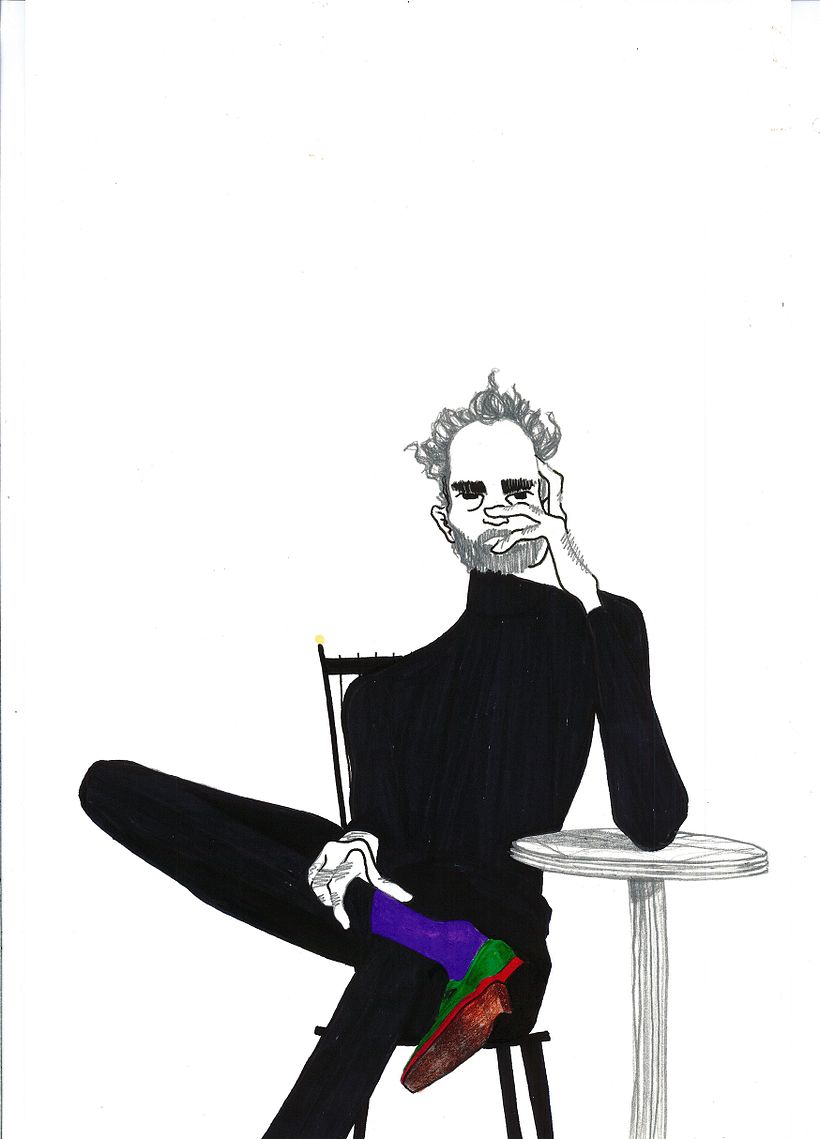 Sentados. Acrílico y rotulador sobre papel. Medidas 30cm x 42cm 0