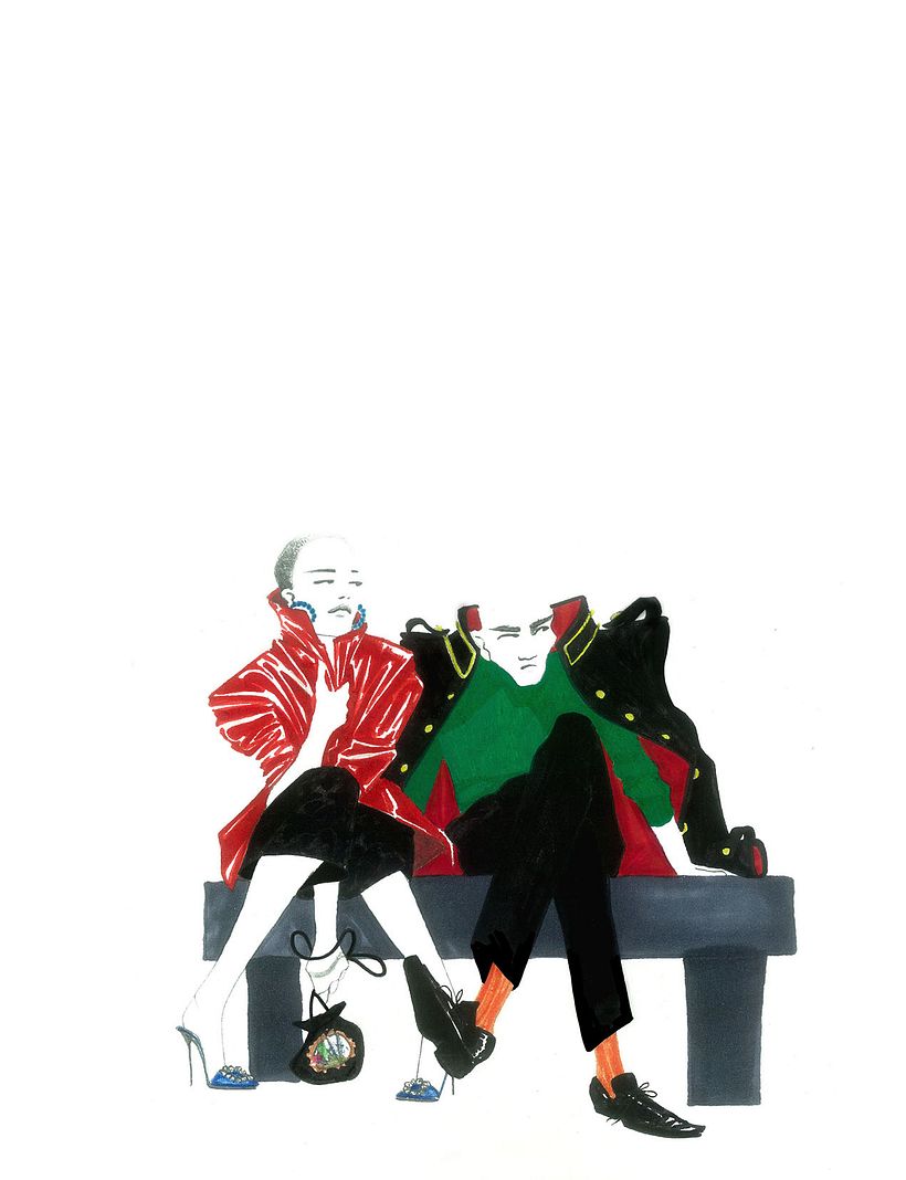 Sentados. Acrílico y rotulador sobre papel. Medidas 30cm x 42cm 3