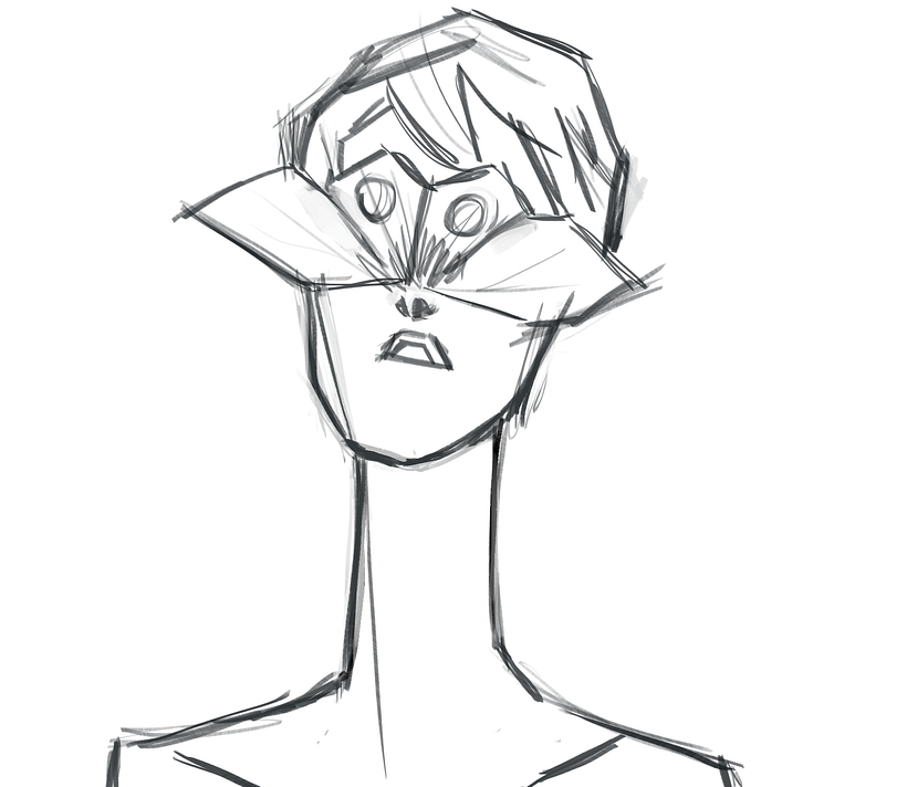 Mujer con polilla sobre los ojos - Ilustración tradicional