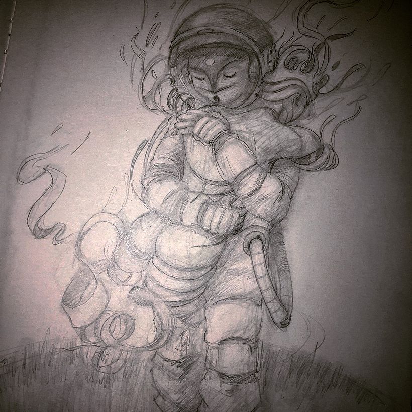 ENAMORADO DEL ETHER :: Ilustración a lápiz con color digital 6