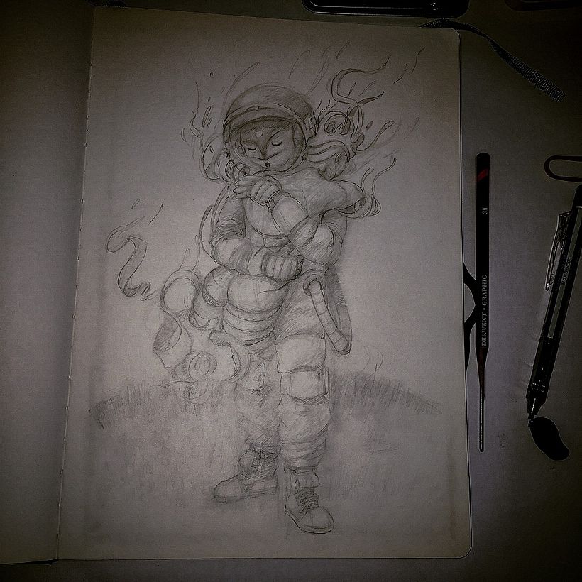 ENAMORADO DEL ETHER :: Ilustración a lápiz con color digital 5