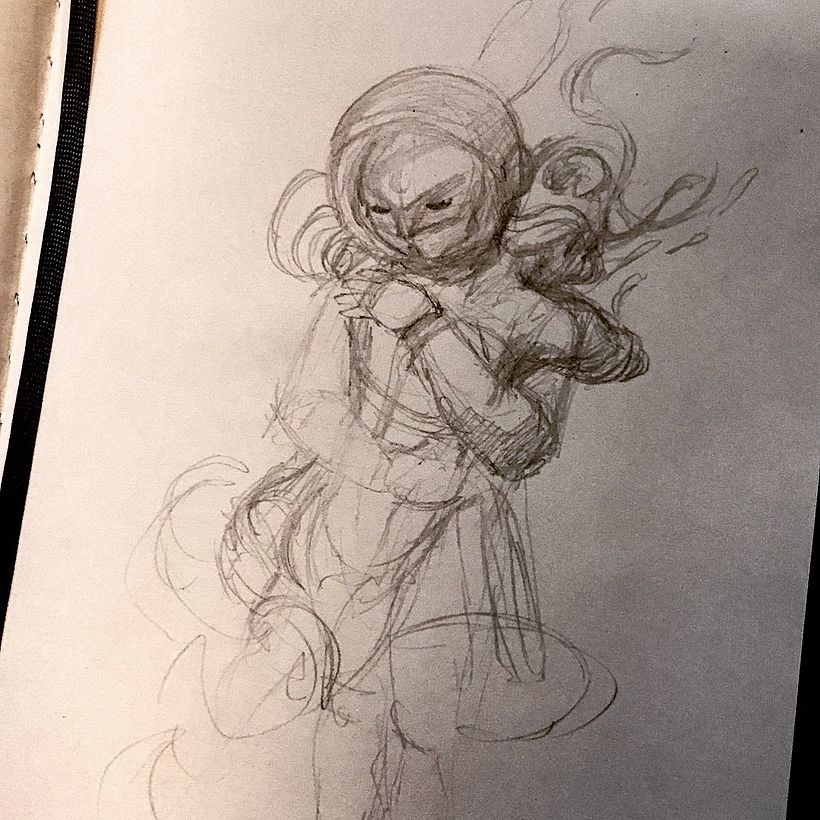 ENAMORADO DEL ETHER :: Ilustración a lápiz con color digital 4