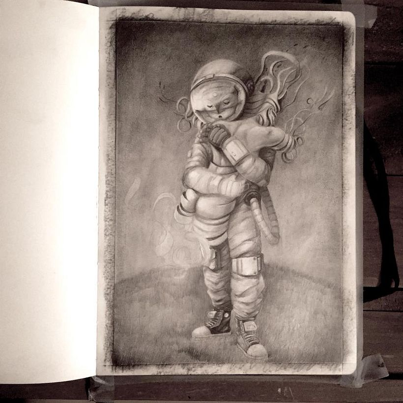 ENAMORADO DEL ETHER :: Ilustración a lápiz con color digital 8