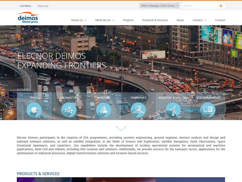Web Elecnor-Deimos / Creación theme WordPress y programación a medida -1