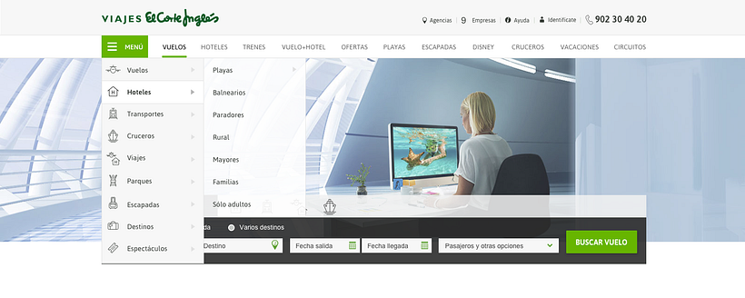 Diseño UX / UI - Nueva cabecera de Viajes El Corte Inglés 2