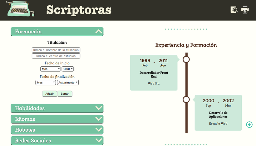 Scriptoras. Crea tu CV 2