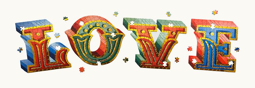 Puzles que son letterings de estilo retro 6