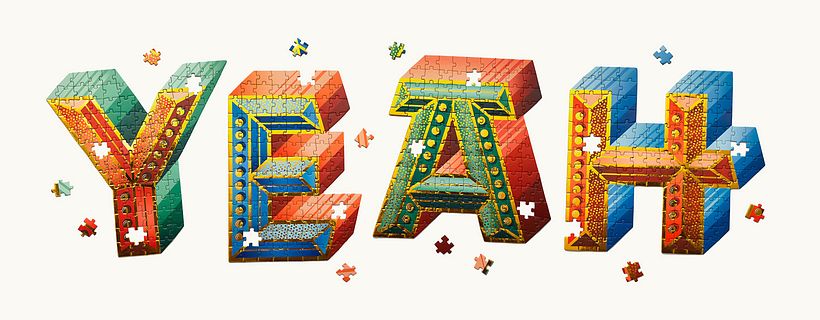 Puzles que son letterings de estilo retro 7