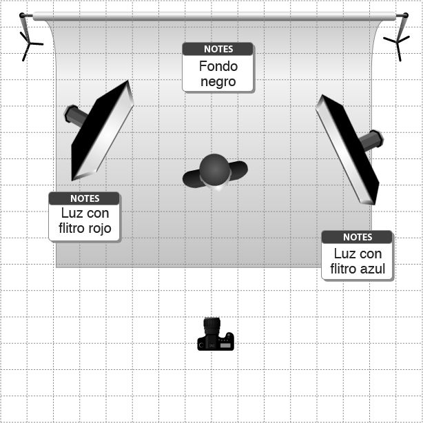Modelo en rojo y azul 2
