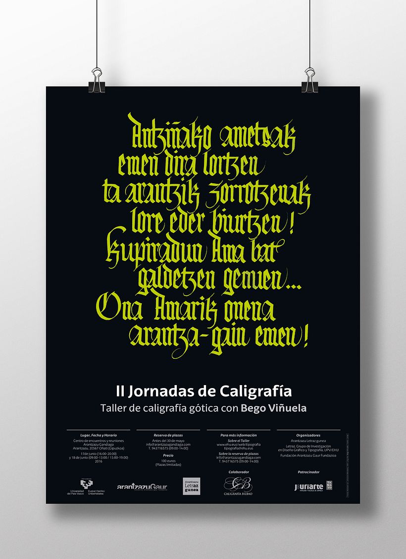 Carteles «Jornadas de Caligrafía en Arantzazu» 2