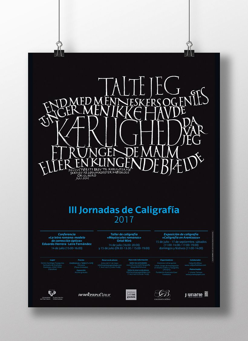 Carteles «Jornadas de Caligrafía en Arantzazu» 3