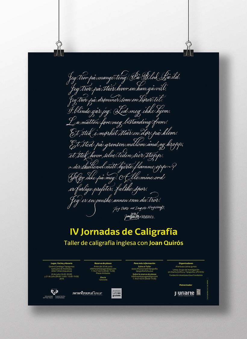Carteles «Jornadas de Caligrafía en Arantzazu» 4