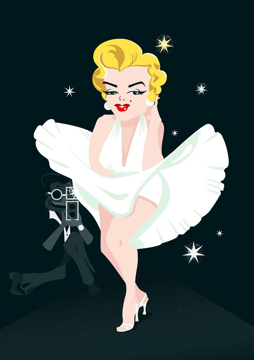 Mi Proyecto del curso: Ilustración de personajes, Marilyn Monroe | Domestika, image size:820x1160