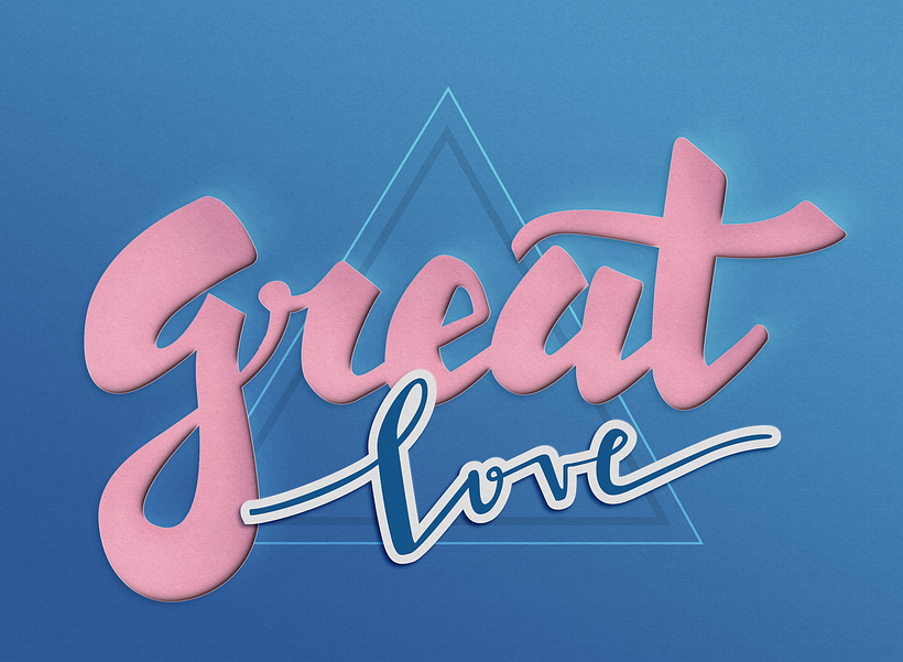 Hand lettering with paper cutout effect 0