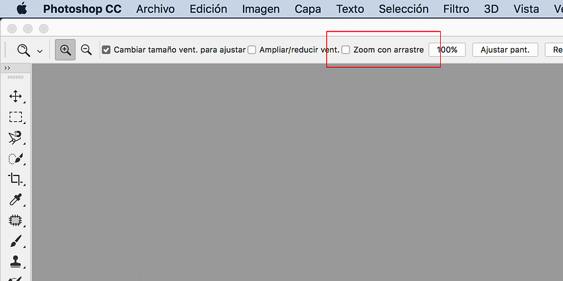 Zoom con arrastre en Illustrator CC 2018 1