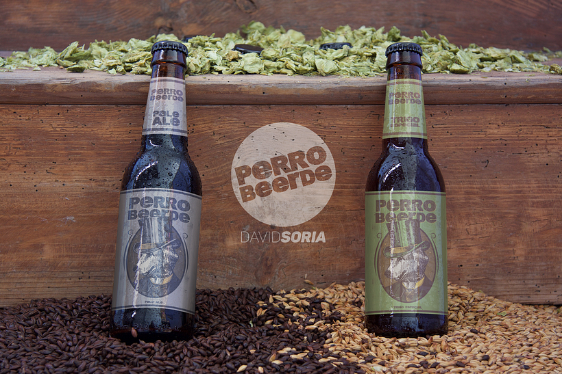 Etiqueta para la marca ficticia de cerveza "Perro Beerde".  0