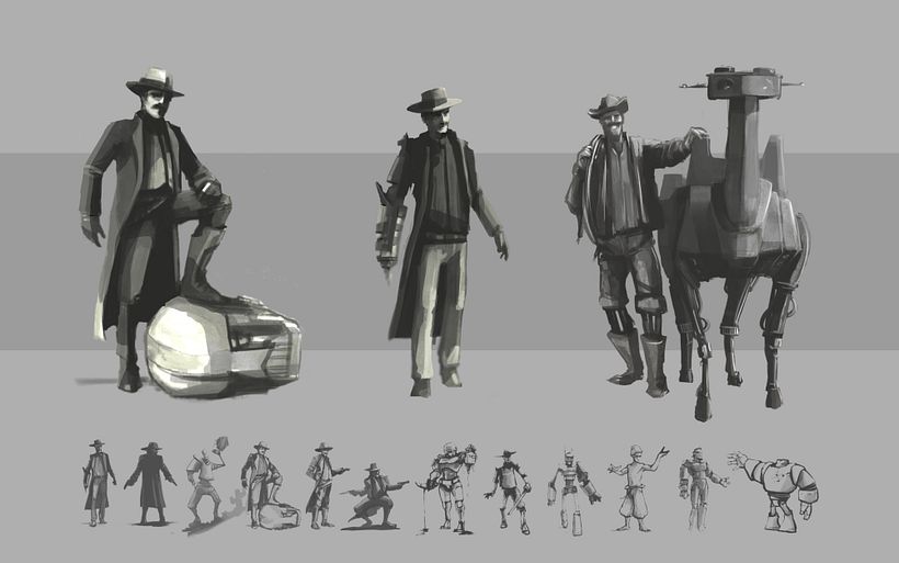 Chatarrero Mike y Dasy la yegua // Proyecto del curso: Diseño de personajes para concept art 1