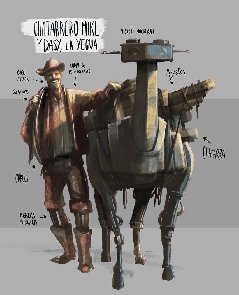 Chatarrero Mike y Dasy la yegua // Proyecto del curso: Diseño de personajes para concept art 3