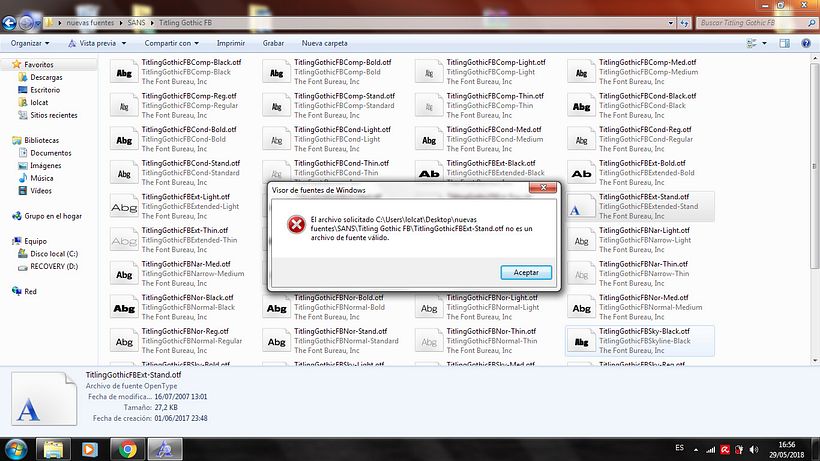 Problema con archivos .otf en Windows 1