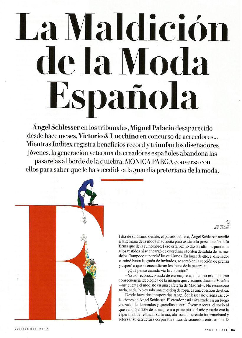 Publicación para Vanity Fair de la pareja Victoria & Frank. Letra capitular -1