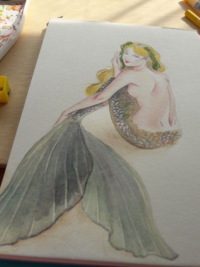 Sirena en acuarela para MerMay 2018 0