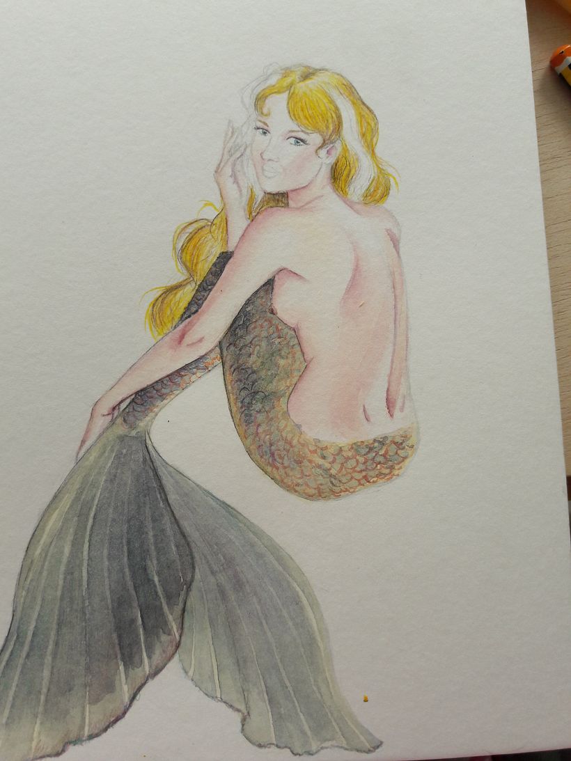 Sirena en acuarela para MerMay 2018 4