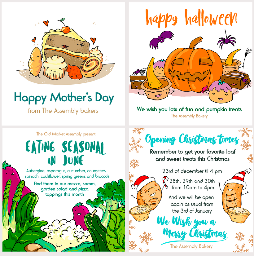 Ilustraciones de comida para The Assembly Bakery 5