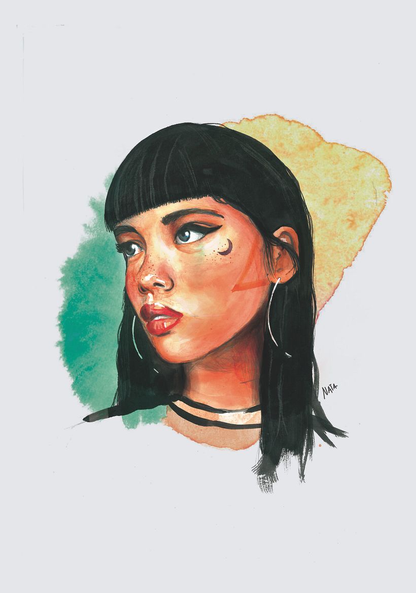 Mi Proyecto del curso: Retrato ilustrado en acuarela 0