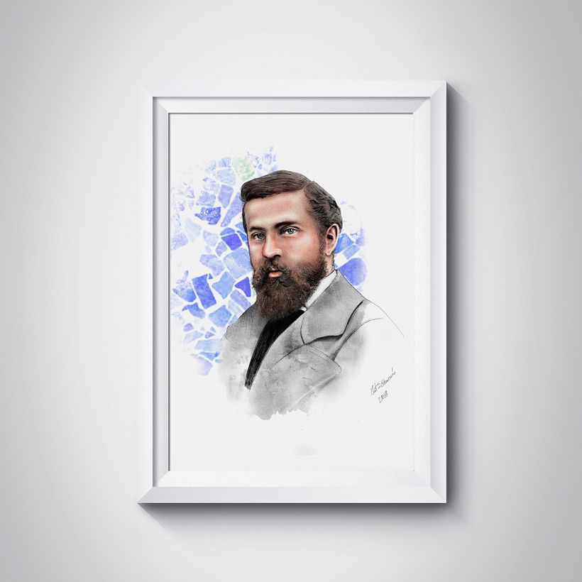 Retrato del joven Gaudí para El Palau Güell, cliente Diputación de Barcelona. 1