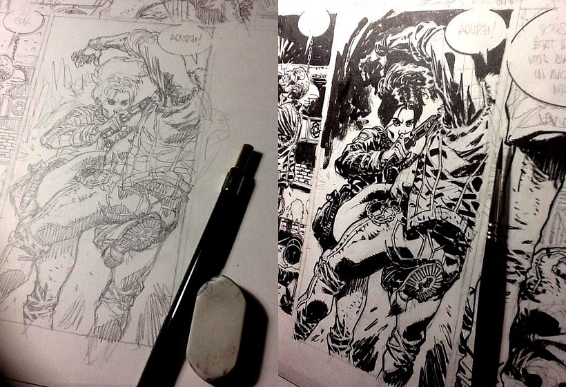 Entintado: del dibujo a lápiz a la página de cómic 6