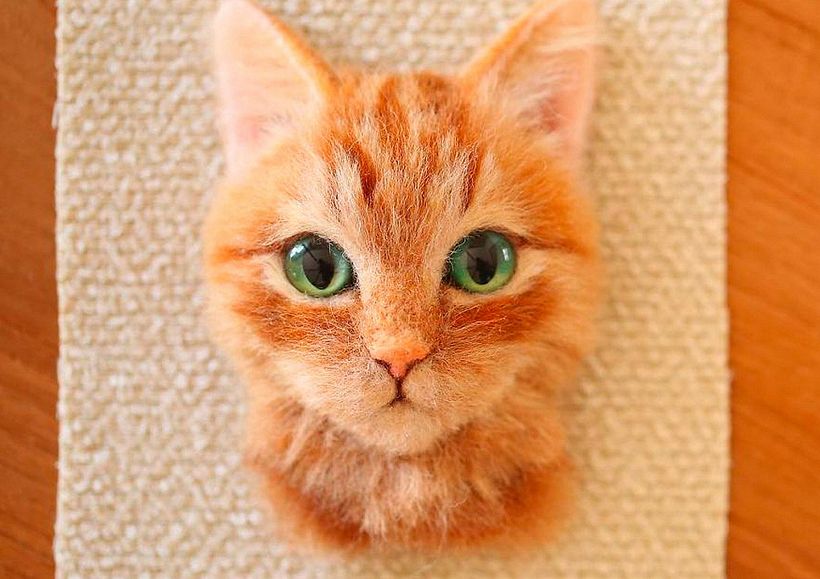 Wakuneko: los retratos gatunos realizados con needle felting  1