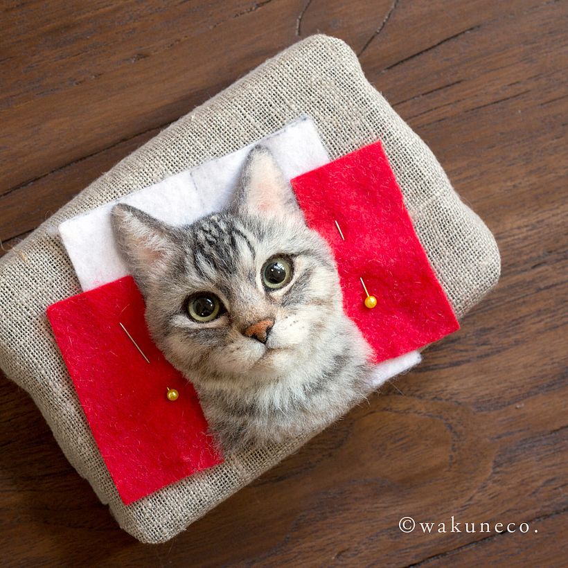 Wakuneko: los retratos gatunos realizados con needle felting  5