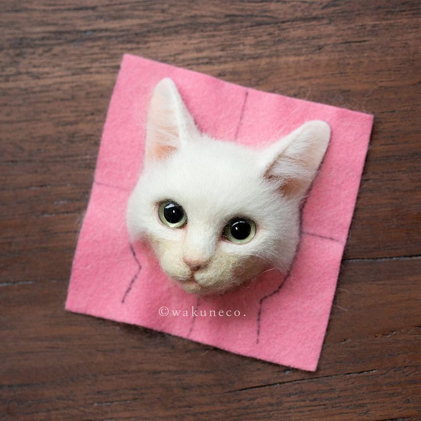 Wakuneko: los retratos gatunos realizados con needle felting  7