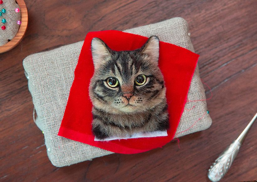 Wakuneko: los retratos gatunos realizados con needle felting  9