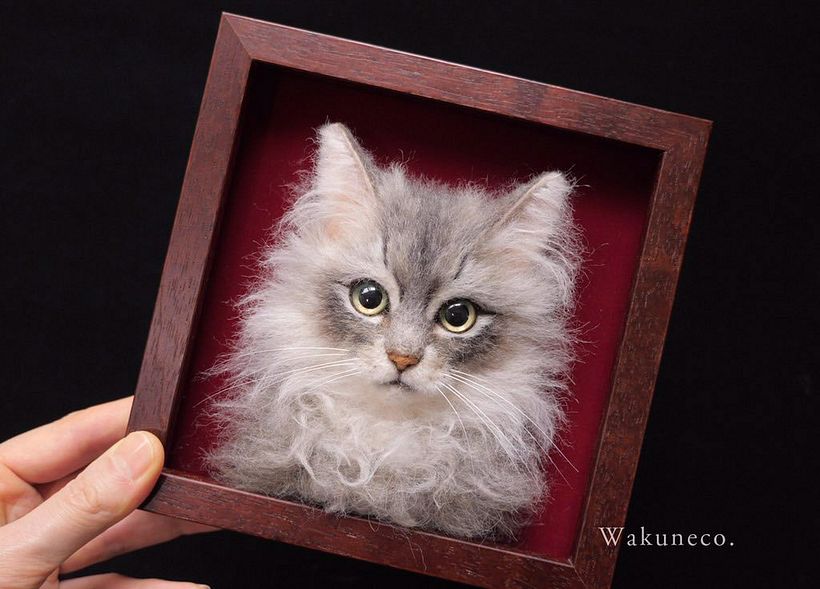 Wakuneko: los retratos gatunos realizados con needle felting  10