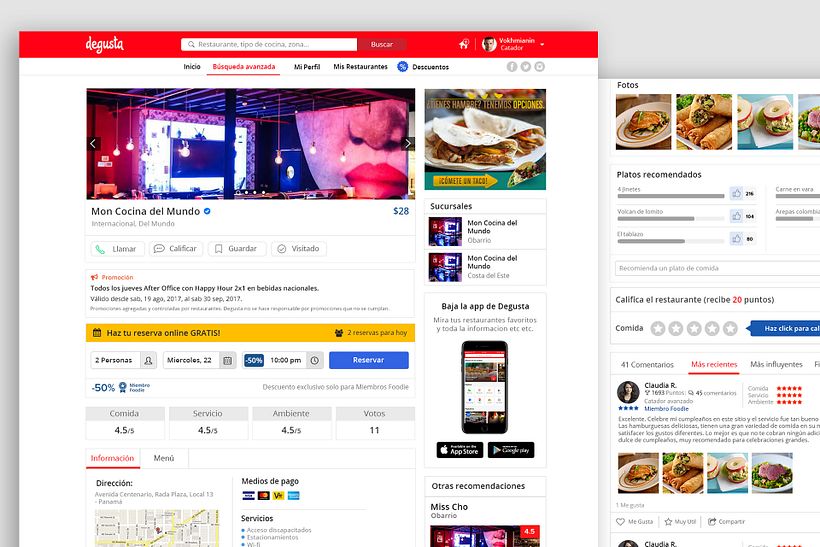 UX: Usabilidad y Experiencia de Usuario ( degusta panama app y web ) 5