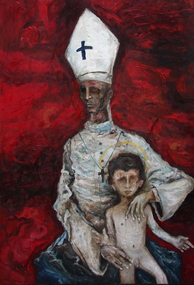 Pederastia en la Iglesia: Pintura sobre abuso sexual infantil /Luis Vargas Santa Cruz -1