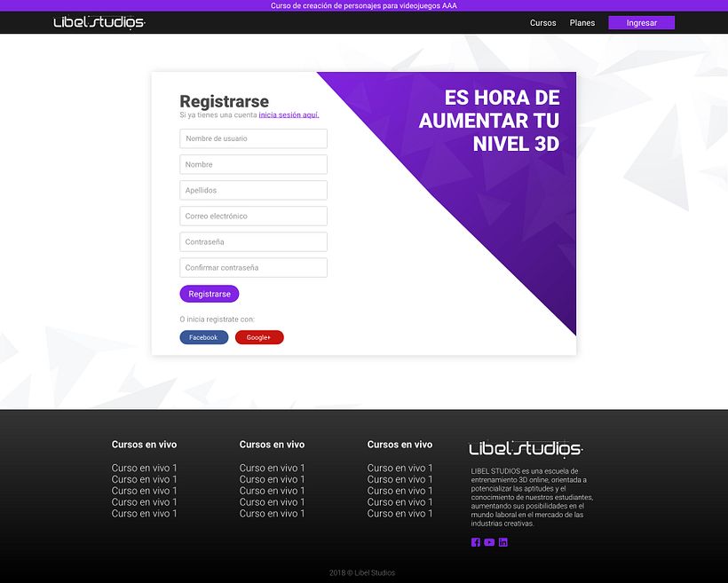 Sito web de membresía para cursos online de 3D 3