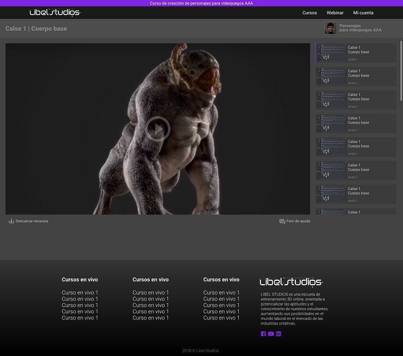 Sito web de membresía para cursos online de 3D 7