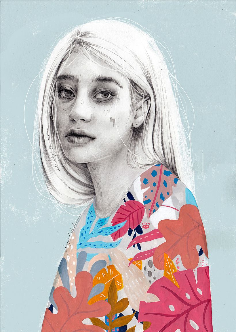 Mi Proyecto del curso: Retrato con lápiz, técnicas de color y Photoshop 2