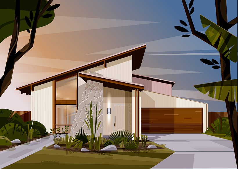 Ilustración vectorial. Vivienda unifamiliar. 6