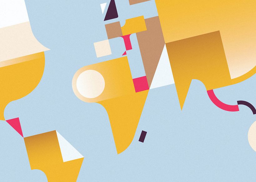 Geometría simple, colores y sombras para contar una historia 8