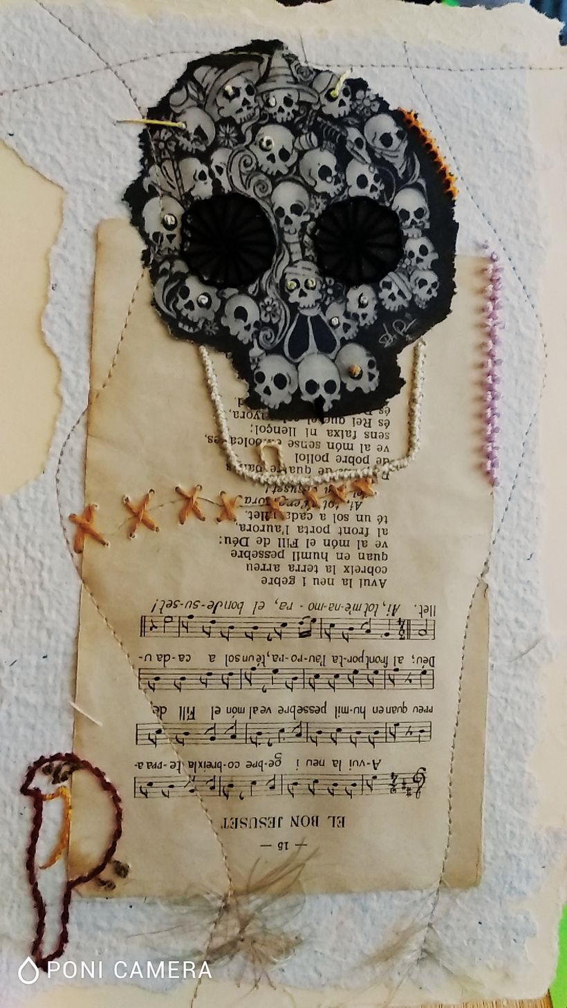  octubre de muertos , en octubre por ciertos eventos de  esas fechas lo estoy terminando ahora...ji, Mi proyecto de bordado experimental sobre papel!! 3
