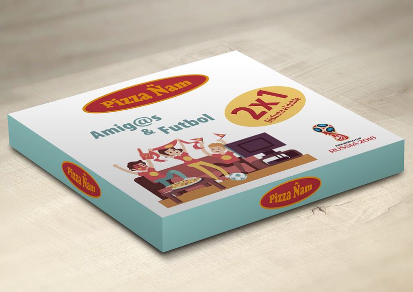 Diseño caja para pizza "Pizza Ñam"