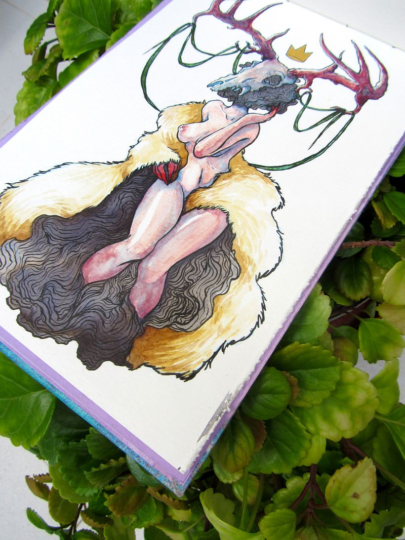 Wendigo, watercolor and ink. - Illustrazione tradizionale