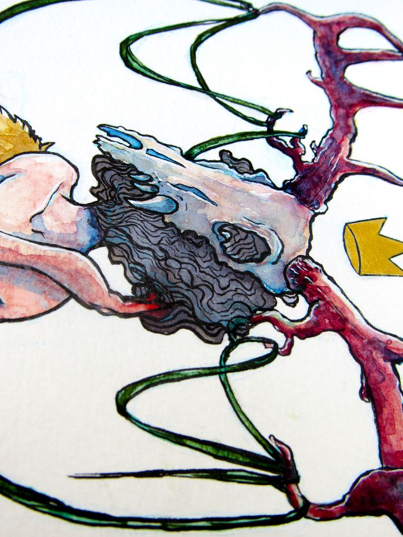 Wendigo, watercolor and ink. - Illustrazione tradizionale