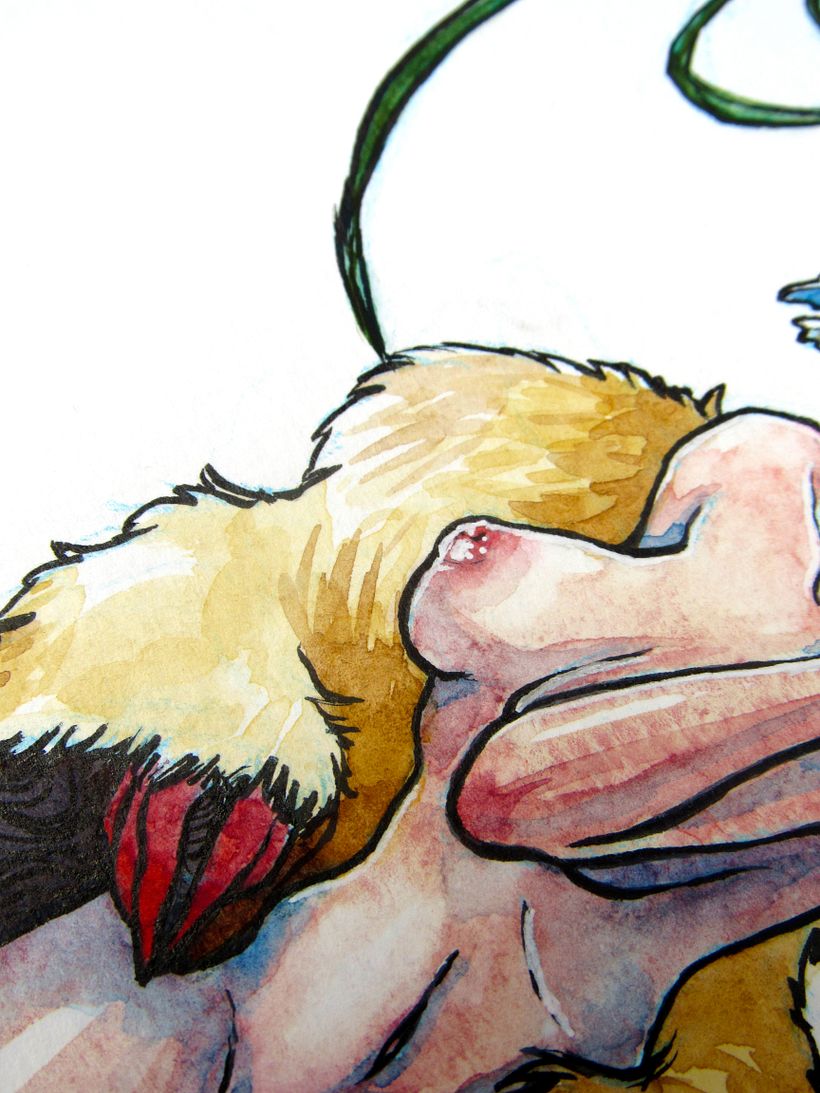 Wendigo, watercolor and ink. - Illustrazione tradizionale