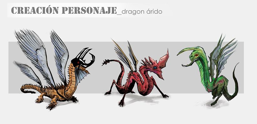 Mi Proyecto del curso: Diseño de personajes para concept art_rediseño del dragón árido 1